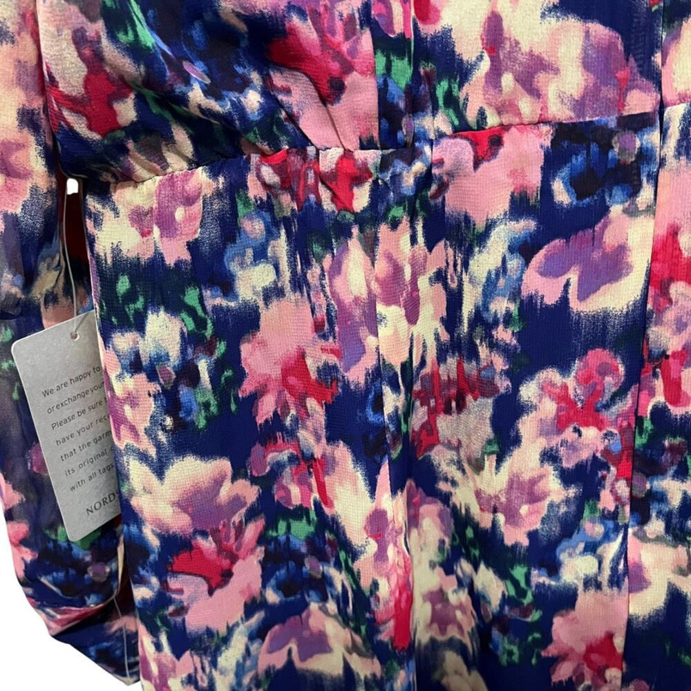 Julia Jordan Dress Floral Chiffon Women Size 16 New NWT Blue Pink V-Neck Flirty - Picture 12 of 16